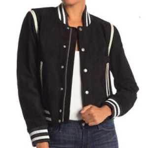 Rag & Bone Baela Varsity Leather Jacket-Color: BLK SIZE: XX-SMALL
